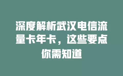 深度解析武汉电信流量卡年卡，这些要点你需知道