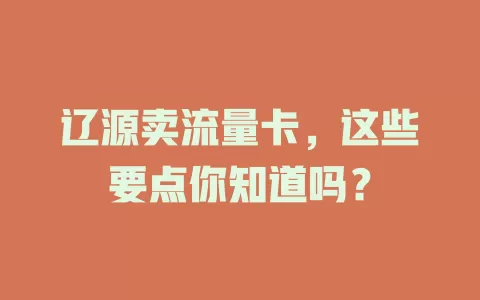 辽源卖流量卡，这些要点你知道吗？