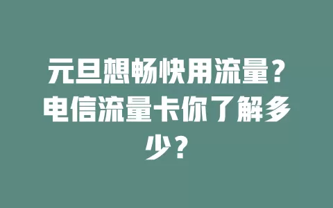 元旦想畅快用流量？电信流量卡你了解多少？