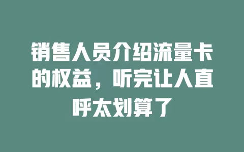 销售人员介绍流量卡的权益，听完让人直呼太划算了