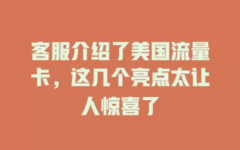 客服介绍了美国流量卡，这几个亮点太让人惊喜了