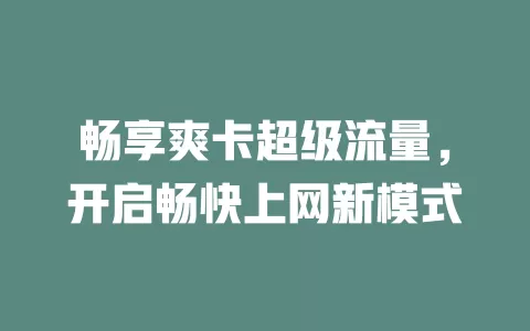 畅享爽卡超级流量，开启畅快上网新模式