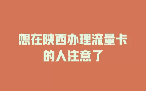想在陕西办理流量卡的人注意了