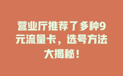 营业厅推荐了多种9元流量卡，选号方法大揭秘！
