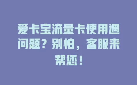 爱卡宝流量卡使用遇问题？别怕，客服来帮您！