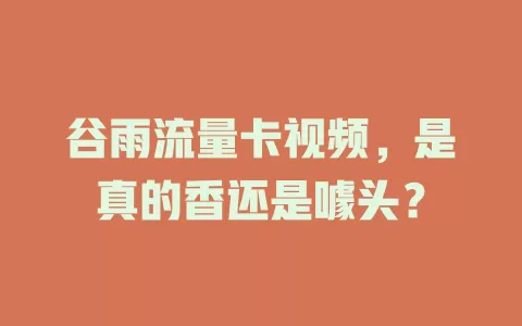 谷雨流量卡视频，是真的香还是噱头？