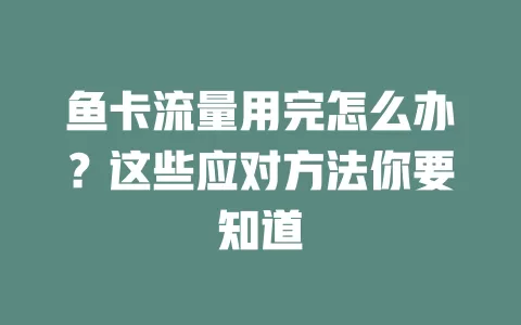 鱼卡流量用完怎么办？这些应对方法你要知道