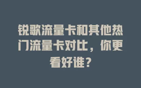 锐歌流量卡和其他热门流量卡对比，你更看好谁？