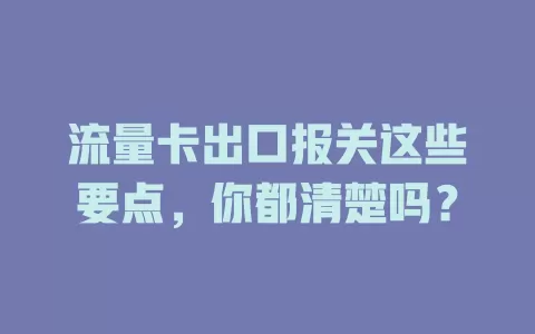 流量卡出口报关这些要点，你都清楚吗？