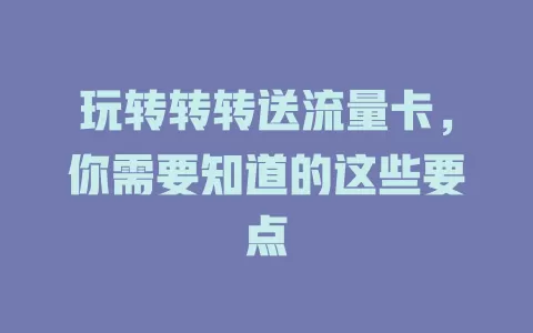 玩转转转送流量卡，你需要知道的这些要点