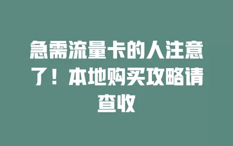 急需流量卡的人注意了！本地购买攻略请查收