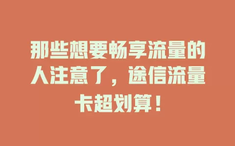 那些想要畅享流量的人注意了，途信流量卡超划算！