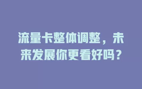 流量卡整体调整，未来发展你更看好吗？