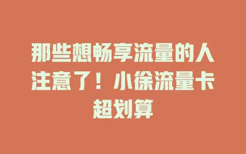 那些想畅享流量的人注意了！小徐流量卡超划算