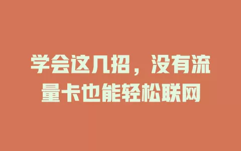 学会这几招，没有流量卡也能轻松联网