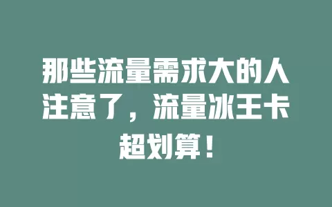 那些流量需求大的人注意了，流量冰王卡超划算！