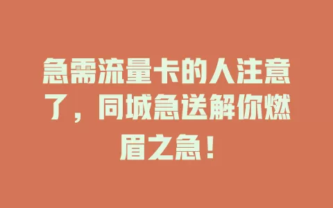 急需流量卡的人注意了，同城急送解你燃眉之急！