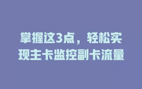 掌握这3点，轻松实现主卡监控副卡流量