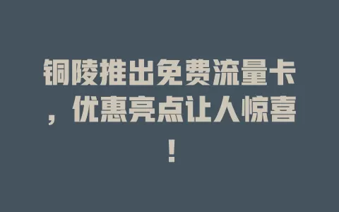 铜陵推出免费流量卡，优惠亮点让人惊喜！