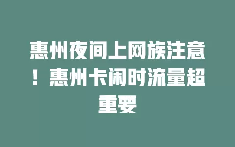 惠州夜间上网族注意！惠州卡闲时流量超重要