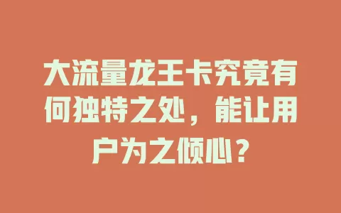 大流量龙王卡究竟有何独特之处，能让用户为之倾心？