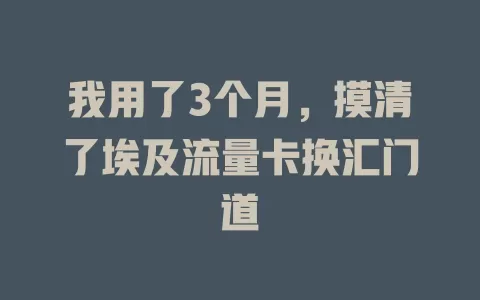 我用了3个月，摸清了埃及流量卡换汇门道
