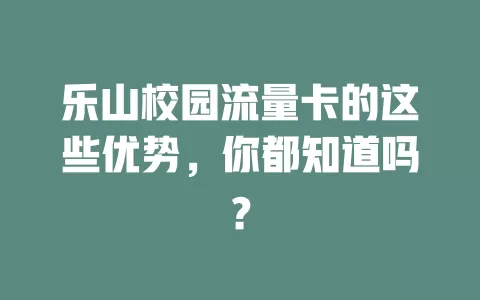 乐山校园流量卡的这些优势，你都知道吗？