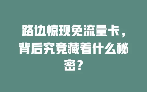 路边惊现免流量卡，背后究竟藏着什么秘密？