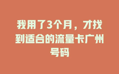我用了3个月，才找到适合的流量卡广州号码
