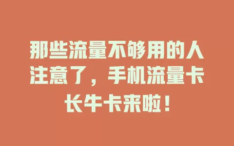 那些流量不够用的人注意了，手机流量卡长牛卡来啦！