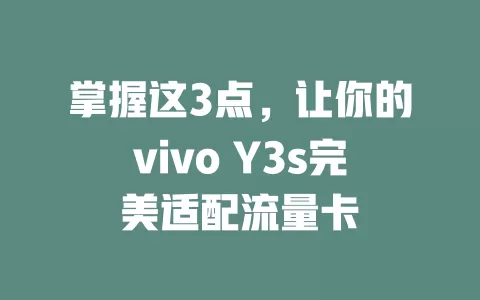 掌握这3点，让你的vivo Y3s完美适配流量卡