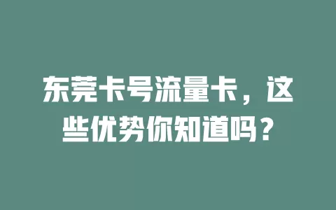 东莞卡号流量卡，这些优势你知道吗？