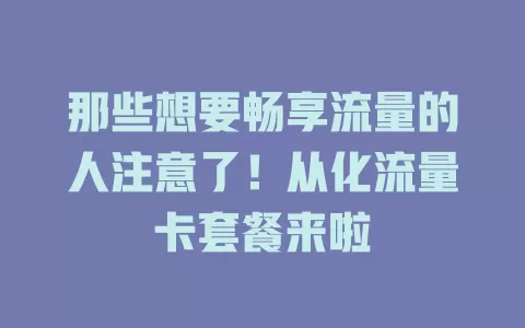 那些想要畅享流量的人注意了！从化流量卡套餐来啦