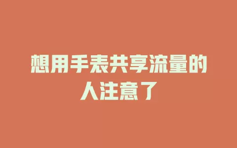 想用手表共享流量的人注意了
