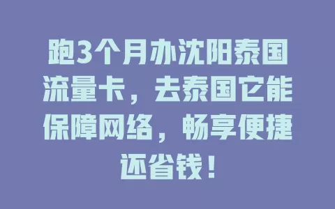 跑3个月办沈阳泰国流量卡，去泰国它能保障网络，畅享便捷还省钱！