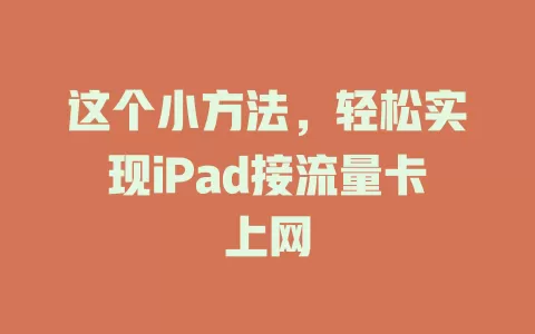 这个小方法，轻松实现iPad接流量卡上网