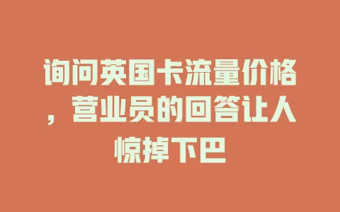 询问英国卡流量价格，营业员的回答让人惊掉下巴