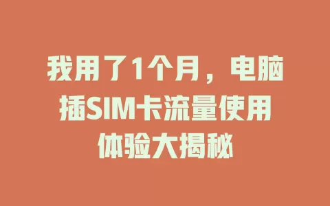 我用了1个月，电脑插SIM卡流量使用体验大揭秘