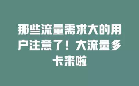 那些流量需求大的用户注意了！大流量多卡来啦