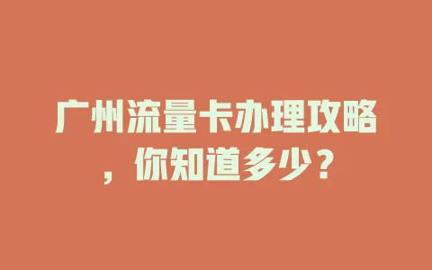 广州流量卡办理攻略，你知道多少？