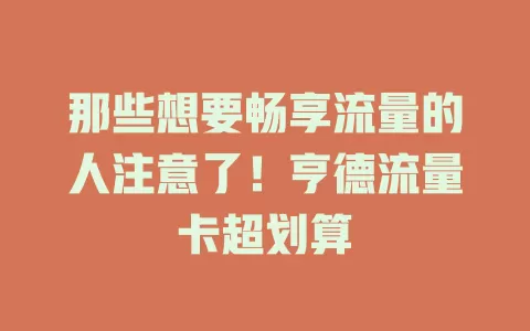 那些想要畅享流量的人注意了！亨德流量卡超划算