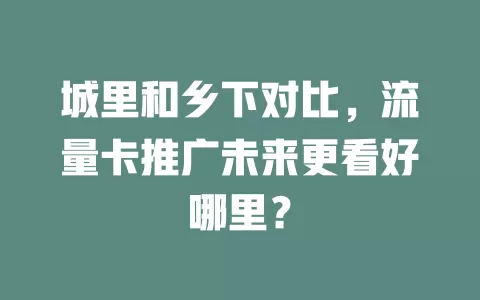 城里和乡下对比，流量卡推广未来更看好哪里？