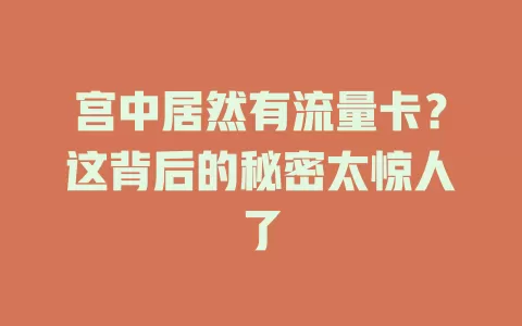 宫中居然有流量卡？这背后的秘密太惊人了