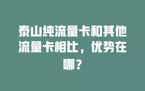 泰山纯流量卡和其他流量卡相比，优势在哪？