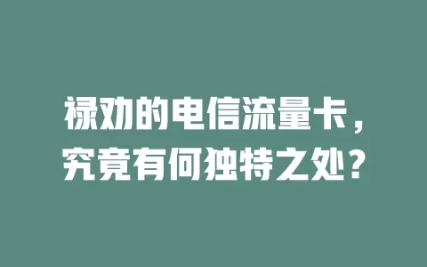 禄劝的电信流量卡，究竟有何独特之处？