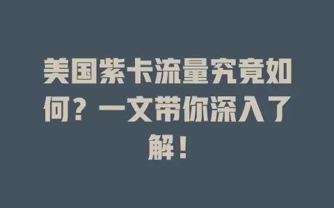 美国紫卡流量究竟如何？一文带你深入了解！
