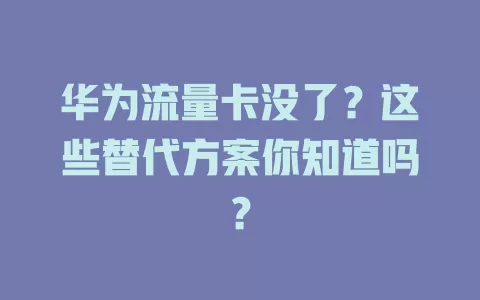 华为流量卡没了？这些替代方案你知道吗？