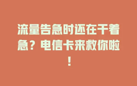 流量告急时还在干着急？电信卡来救你啦！