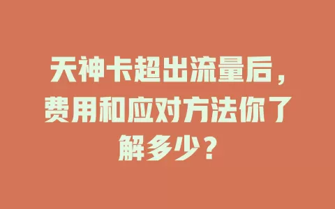 天神卡超出流量后，费用和应对方法你了解多少？