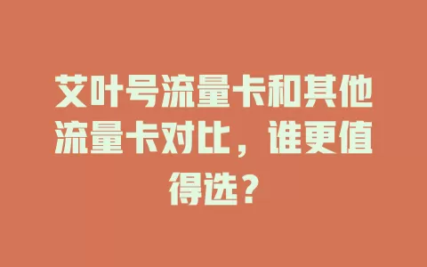 艾叶号流量卡和其他流量卡对比，谁更值得选？